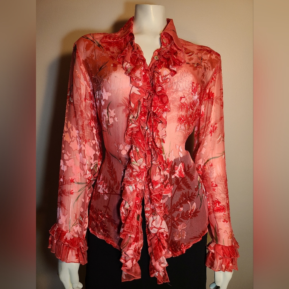 Sheer red top, small, party evening